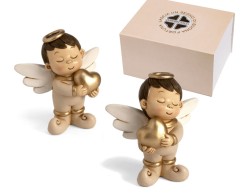 Bomboniera Solidale Prima comunione Battesimo dorata angelo medio