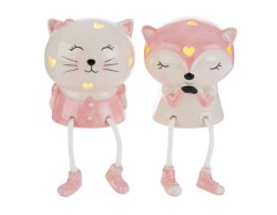 Bomboniera le stelle  Animali in Porcellana LED Rosa con Gambe Pendenti (2 Assortiti)