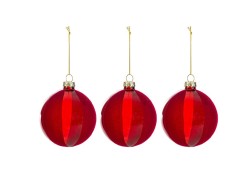 Set 3 Palline Vetro Rosso diam. 8 cm - Decorazioni Natalizie per Albero di Natale