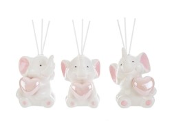 Bomboniera battesimo le stelle  Profumatore Elefantino Rosa in Porcellana (3 Assortiti)