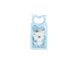 Harmony BUSTINA PU CELESTE CON MANICO CUORE CON MAGNETE ORSETTO 3 ASS. CON SACCHETTO CELESTE su Bomboniere Dolci Emozioni