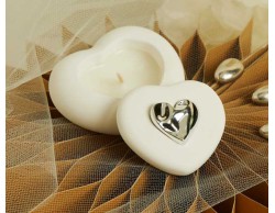 Bomboniera Matrimonio Claraluna 2026 Scatolina Cuore Claraluna con Applicazione silver con candela