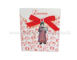 Bomboniera Laurea lettere uomo - Ciondolo in bagno argento Smaltato con Scatola