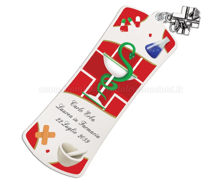 Bomboniera laurea farmacia segnalibro personalizzato con scatola su Bomboniere Dolci Emozioni