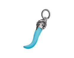 Ciondolo Corno dea bendata smaltato celeste