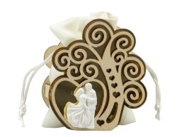 Sacchetto harmony 2024 juta bianco con albero della vita cuore e coppia sposi