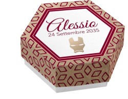 Scatolina porta confetti personalizzata eagonale fantasia geometrica simbolo iron man