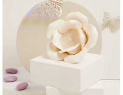 Bomboniera Claraluna Candela Rosa in Porcellana bianca