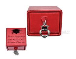 Bomboniera Laurea Bomboniera Laurea Scatolina Rossa con Ciondolo Gufo