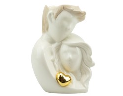 Bomboniera Matrimonio Harmony coppia porcellana con cuore oro con candela profumata