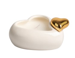 Bomboniera Matrimonio HarmonyCandela Profumata Cuore in Porcellana con Cuoricino Oro