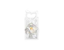 Harmony BUSTINA PU BIANCA CON MANICO CUORE CON MAGNETE ADV BIMBO COMUNIONE SILVER CON SACCHETTO