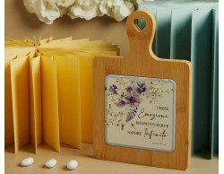 Bomboniera Claraluna 2026 Tagliere Bamboo Decoro Floreale Lilla