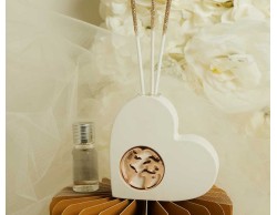 Bomboniera Matrimonio Claraluna 2026 Diffusore Claraluna Cuore Bianco con Mondo oro rosa