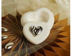 Bomboniera Matrimonio Claraluna 2026 Scatolina Cuore Claraluna con Applicazione Silver