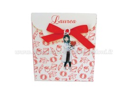 Bomboniera Laurea cardiologia donna - Ciondolo in bagno argento Smaltato con Scatola