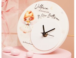 Bomboniera Claraluna orologio angioletto rosa con scritta personalizzata