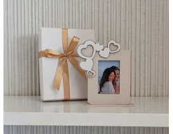 Bomboniera Matrimonio Portafoto Cuori Decorativi in Legno