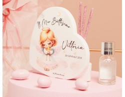 Bomboniera Claraluna diffusore a forma di cuore angioletto rosa bimba personalizzabile