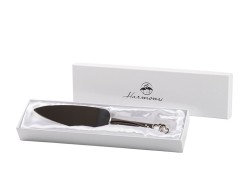 Bomboniera Matrimonio harmony PALA TORTA SILVER DEC. DOPPIO CUORE CON STRASS CON GIFT BOX INCLUSO E SACCHETTO