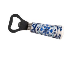 Bomboniera Matrimonio Harmony Apribottiglia con Manico in Porcellana Decoro Maiolica Blu