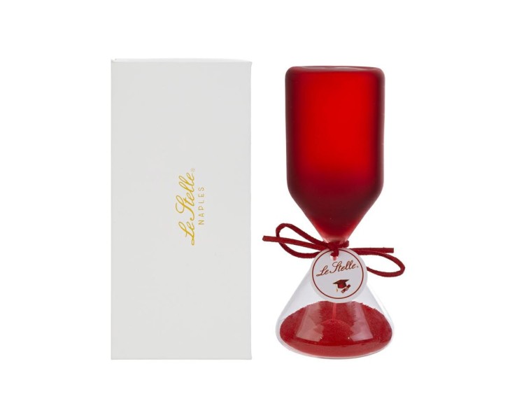 Bomboniera clessidra in vetro rosso satinato Laurea su Bomboniere Dolci Emozioni