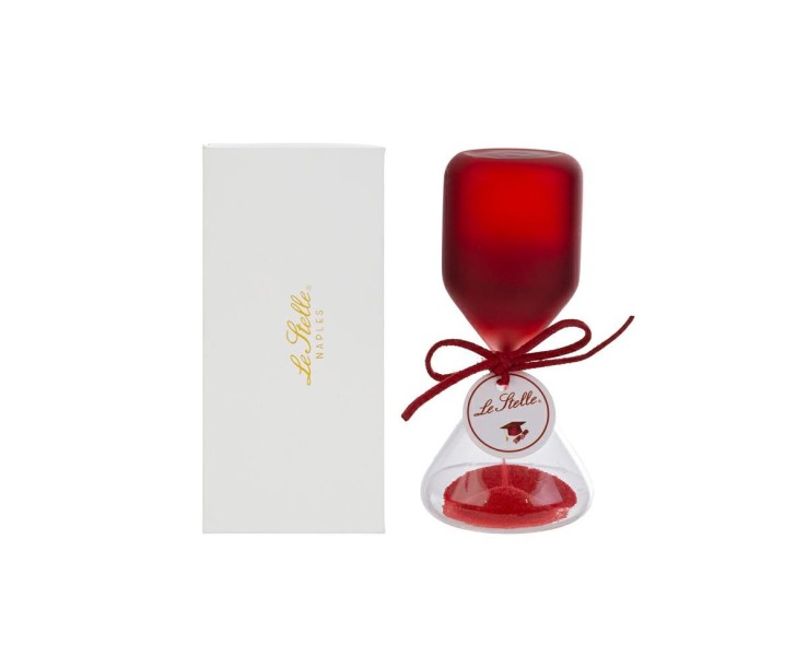 Bomboniera clessidra 12cm in vetro rosso satinato Laurea su Bomboniere Dolci Emozioni