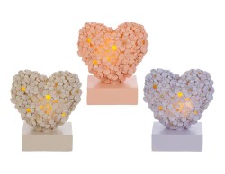 Bomboniera Cuore a Led con Fiori in Resina (3 varianti di colore)