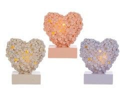 Bomboniera Cuore a Led con Fiori in Resina (3 varianti di colore) su Bomboniere Dolci Emozioni