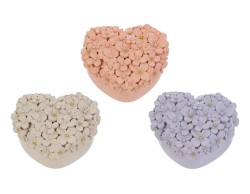 Bomboniera Scatola a Cuore con Fiori in Resina (3 varianti di colore)