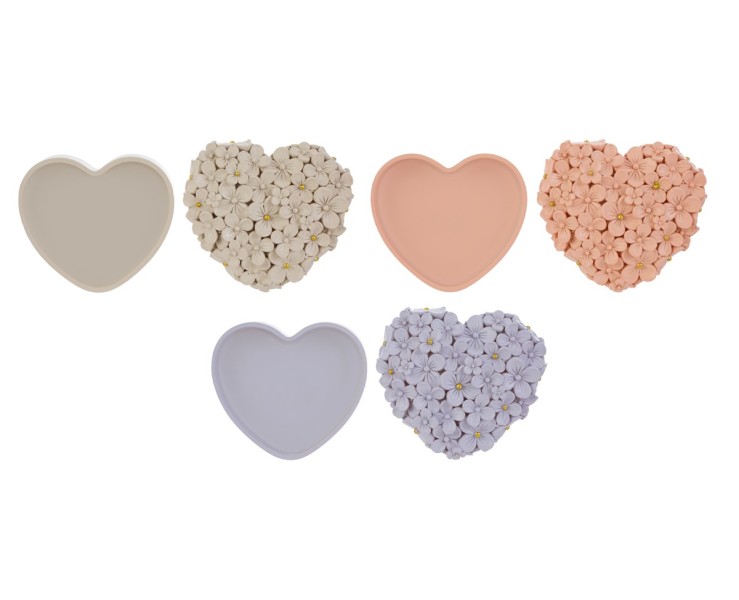 Bomboniera Scatola a Cuore con Fiori in Resina (3 varianti di colore) su Bomboniere Dolci Emozioni