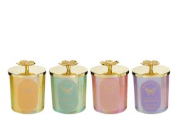 Bomboniera Scatola in Vetro con candela con coperchio dorato (4 varianti)