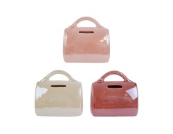 Bomboniera Salvadanaio a borsetta in porcellana (3 varianti assortite) su Bomboniere Dolci Emozioni