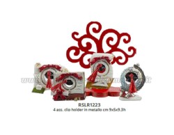 Bomboniera Laurea Harmony clip holder albero della vita legno rosso con soggetto LAUREA 4 ASSORTITI RESINA