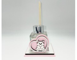 Bomboniera Nascita e Battesimo Mariella Martini Profumatore con applicazione orsetto su cuore rosa