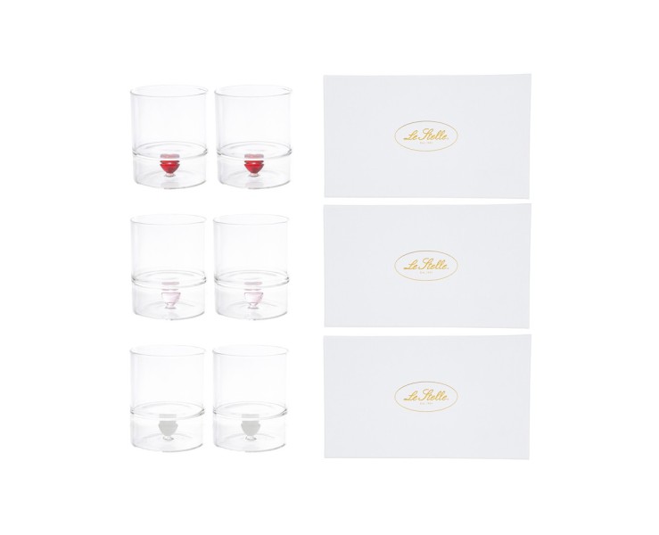 Bomboniera Matrimonio SET 2 BICCHIERI IN VETRO CON CUORE (3 VARIANTI ASSORTITE) su Bomboniere Dolci Emozioni