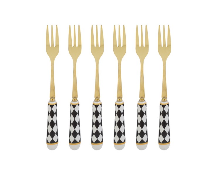 Bomboniera Matrimonio SET 6PZ FORCHETTINE CON DECORO SCACCHI su Bomboniere Dolci Emozioni