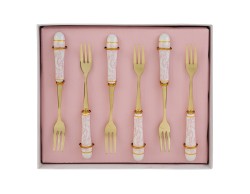 Bomboniera Matrimonio SET 6 PZ FORCHETTINE DECORO ROSA su Bomboniere Dolci Emozioni
