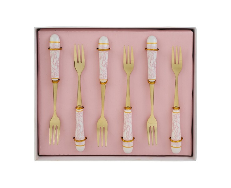 Bomboniera Matrimonio SET 6 PZ FORCHETTINE DECORO ROSA su Bomboniere Dolci Emozioni
