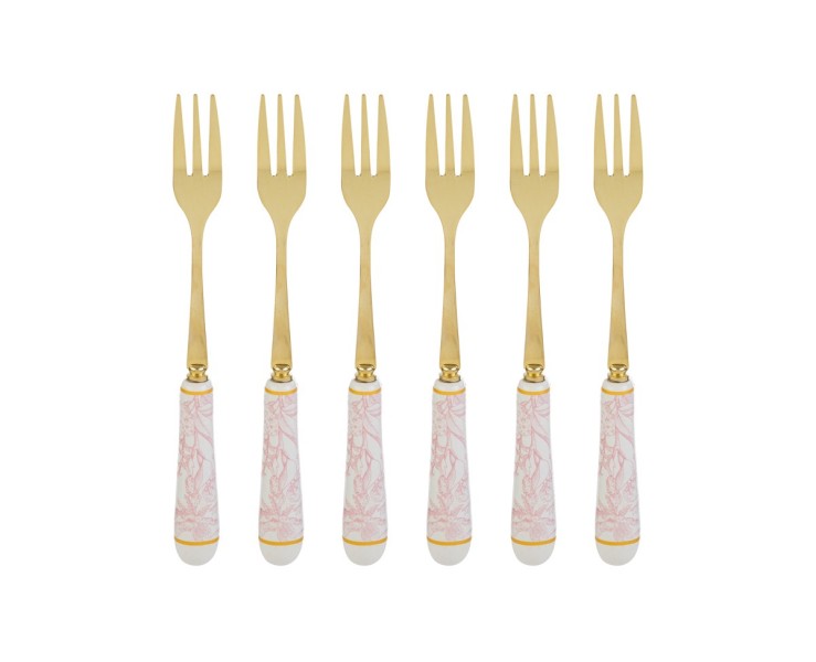 Bomboniera Matrimonio SET 6 PZ FORCHETTINE DECORO ROSA su Bomboniere Dolci Emozioni