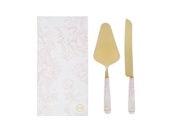 Bomboniera Matrimonio SET 2PZ TAGLIA TORTA DECORO ROSA