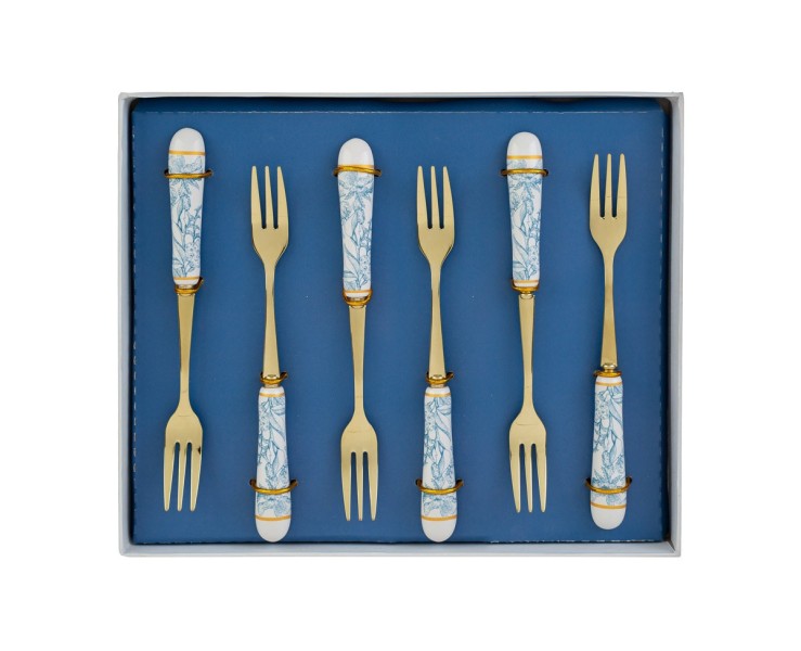 Bomboniera Matrimonio SET 6 PZ FORCHETTINE DECORO CELESTE su Bomboniere Dolci Emozioni