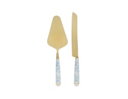 Bomboniera Matrimonio SET 2 PZ TAGLIA TORTA DECORO CELESTE