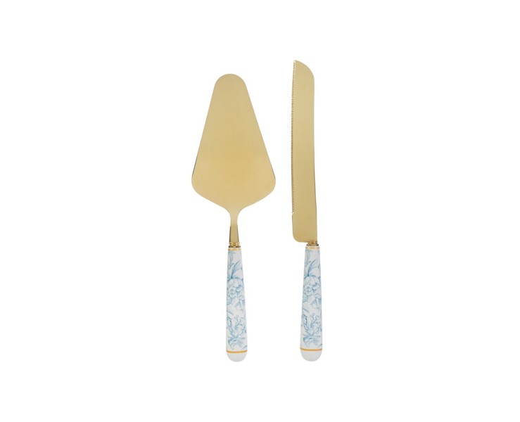 Bomboniera Matrimonio SET 2 PZ TAGLIA TORTA DECORO CELESTE