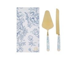 Bomboniera Matrimonio SET 2 PZ TAGLIA TORTA DECORO CELESTE su Bomboniere Dolci Emozioni