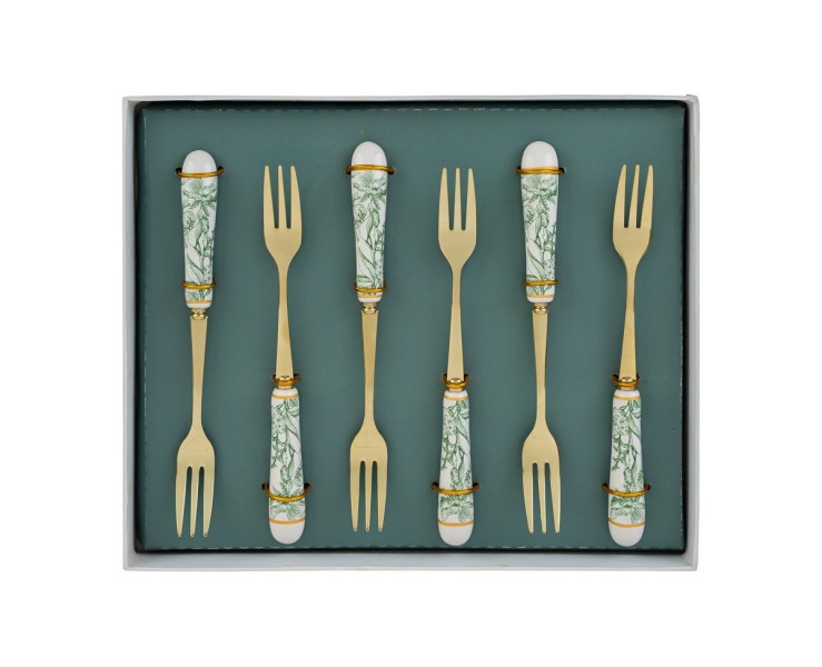 Bomboniera Matrimonio SET 6 PZ FORCHETTINE DECORO VERDE su Bomboniere Dolci Emozioni