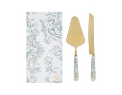 Bomboniera Matrimonio SET 2 PZ TAGLIA TORTA DECORO VERDE