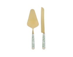 Bomboniera Matrimonio SET 2 PZ TAGLIA TORTA DECORO VERDE su Bomboniere Dolci Emozioni