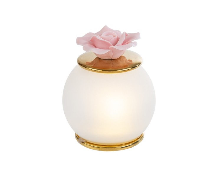Bomboniera Matrimonio LAMPADA A LED CON FIORE ROSA 11 CM su Bomboniere Dolci Emozioni