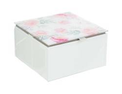 Bomboniera Matrimonio SCATOLA IN VETRO CON DECORO FLOREALE